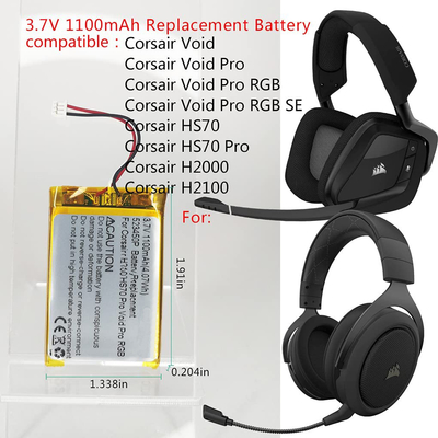 3.7V 1100mah Corsair Void Pro / Corsair Void バッテリー交換 523450P